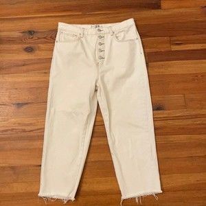 We The Free Free People Off-White Button Fly Hi-Rise Ankle Jeans Women's Size 31